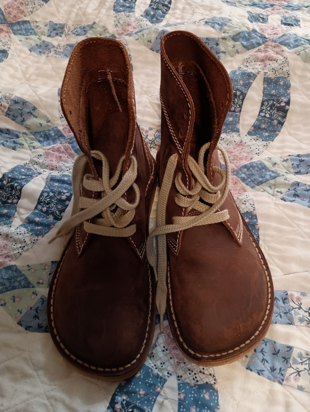 Men's Brown Leather Duckfeet Odense Boots with Cream Laces